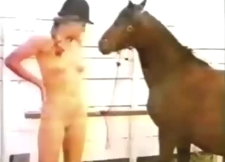 Horse is going to lick this horsewoman hard